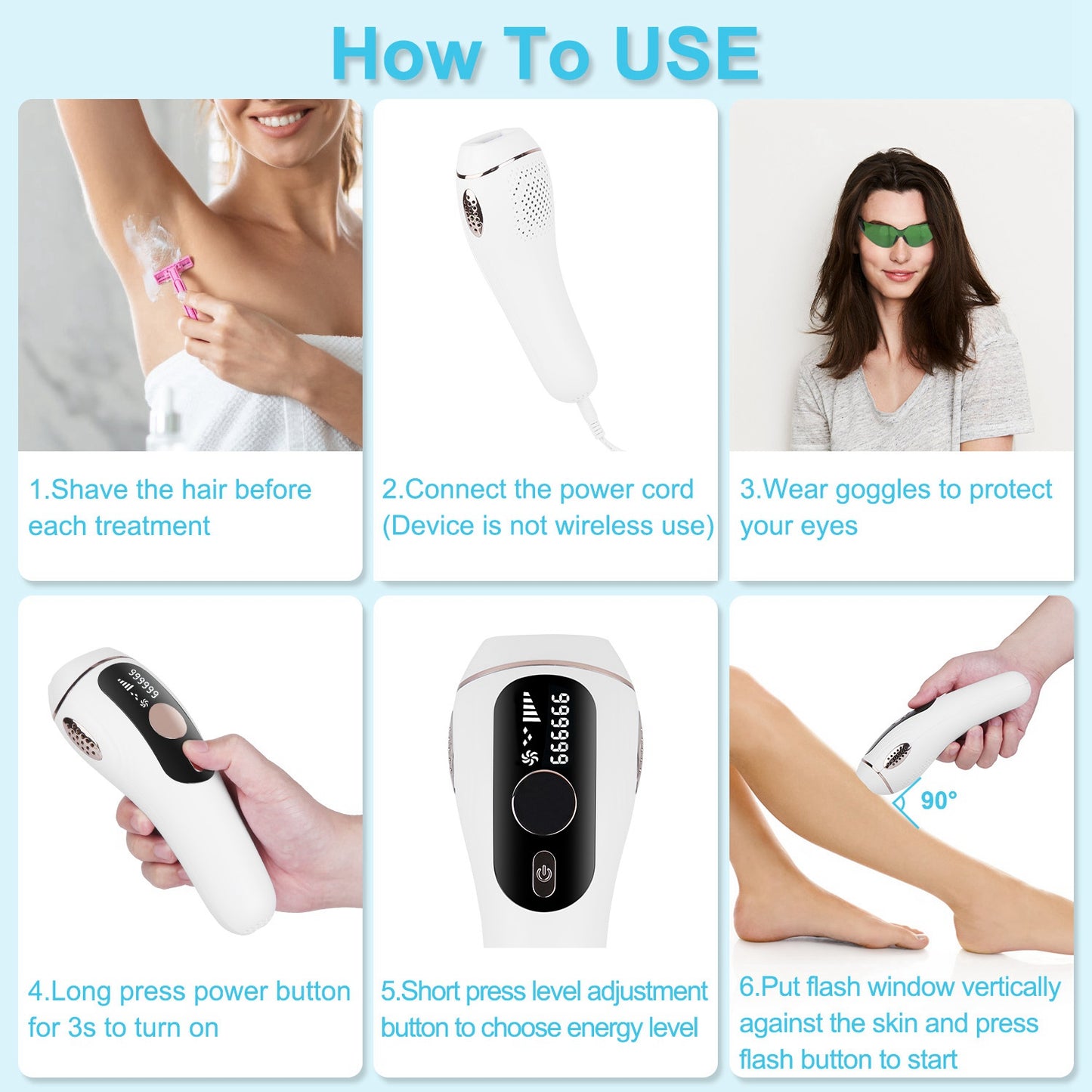 Laser Hair Removal Device for Home Use - Painless IPL with 999,999 Flashes, Ice Cooling for Women & Men