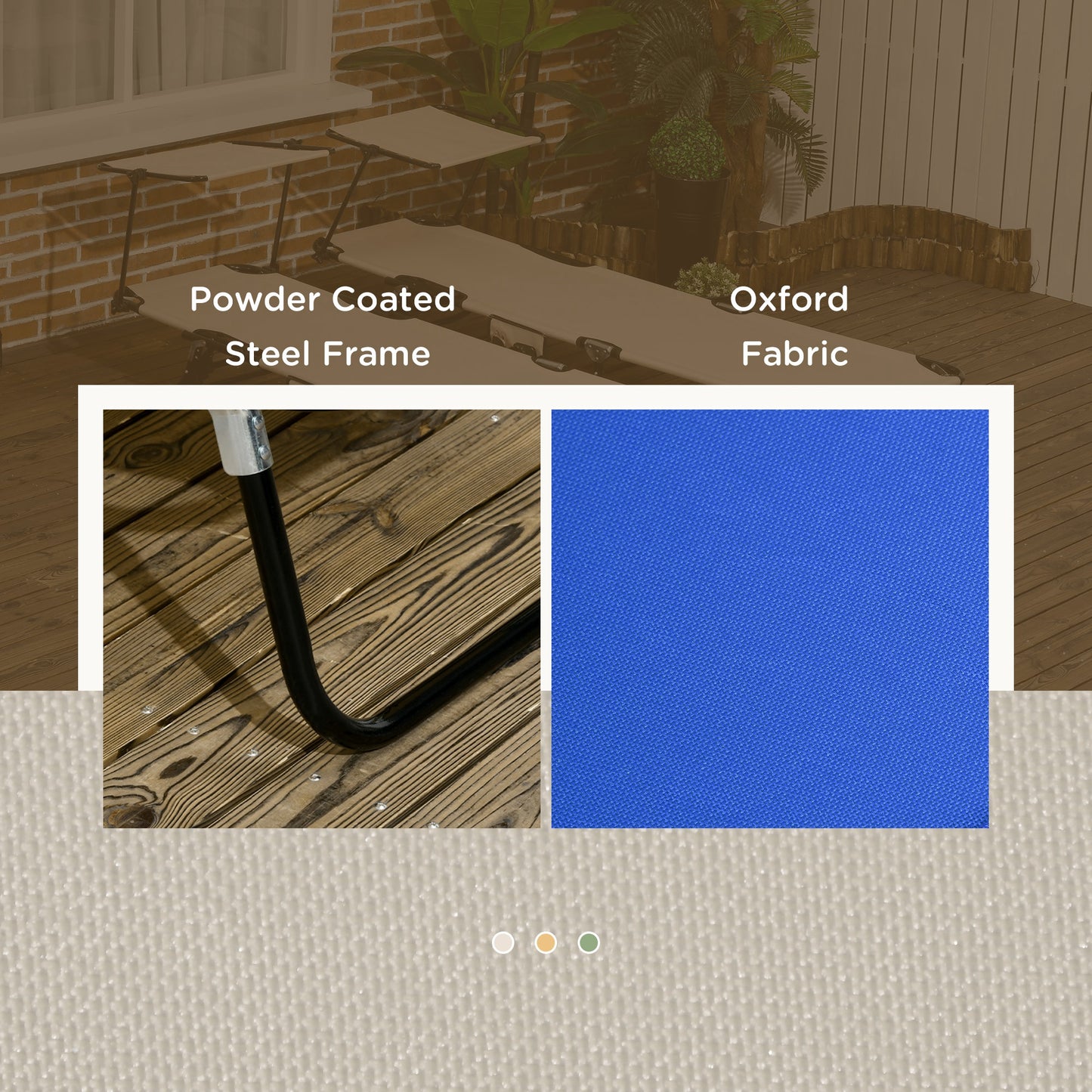Folding Lounge Chairs Set of 2 with Sunshade - Blue