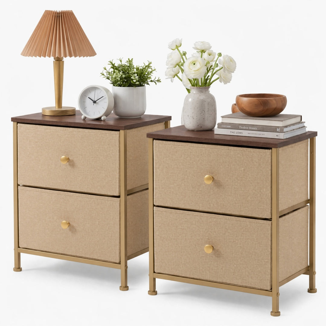 Double Drawer Bedside Table - Versatile Storage for Bedrooms & Living Rooms