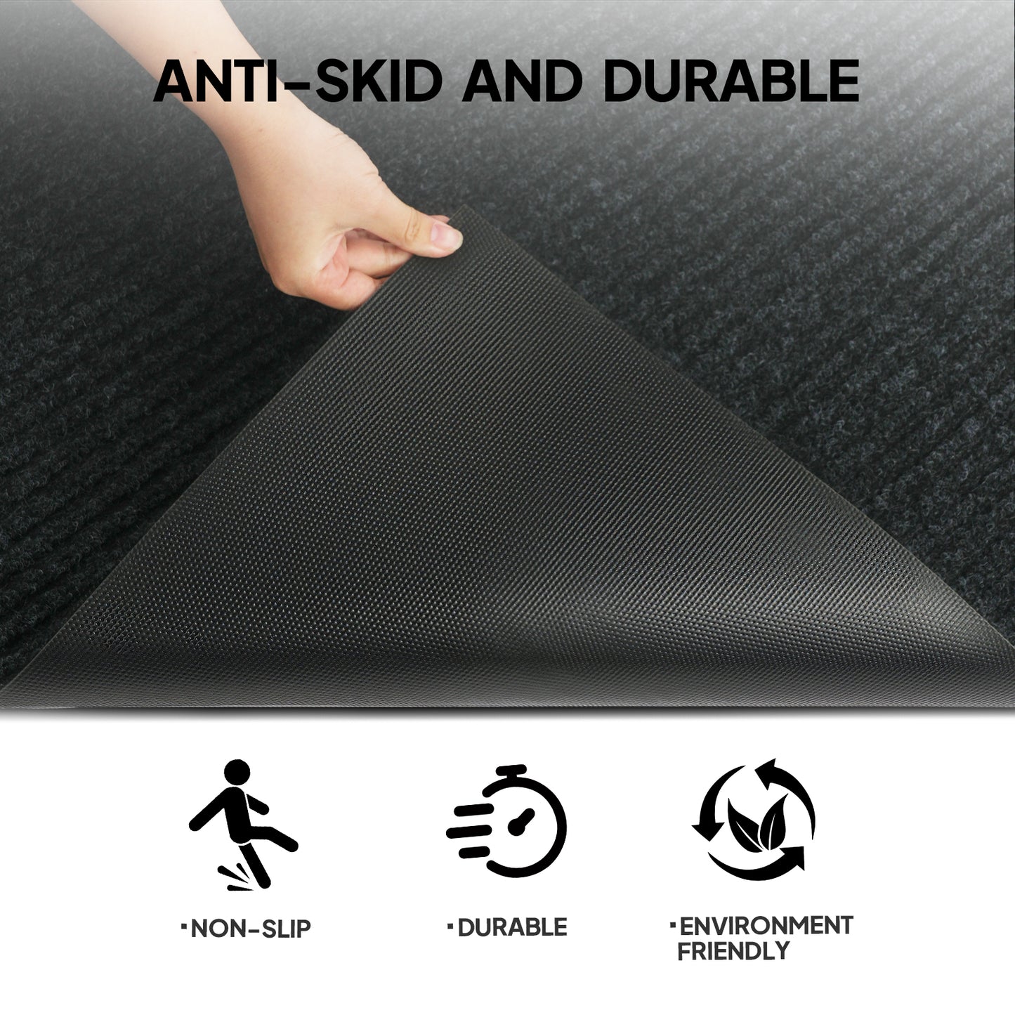 Heavy-Duty Dark Gray PVC Composite Entrance Mat - 90x120cm