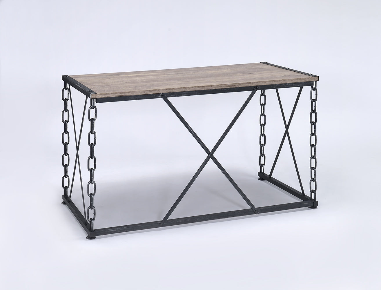 Rustic Oak & Black Finish Writing Desk - 48" Rectangular