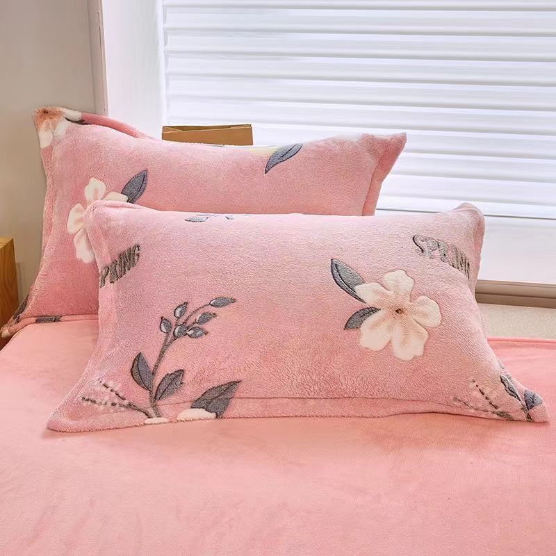 Fleece-Lined Double-Sided Winter Pillowcase - Coral Fleece, 48x74cm, Multiple Styles
