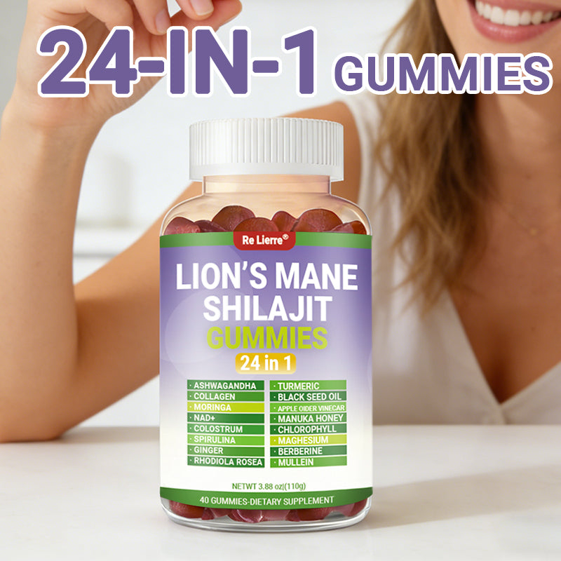 Lion's Mane & Shilajit 24-in-1 Herbal Gummies - 40 Count Daily Supplement