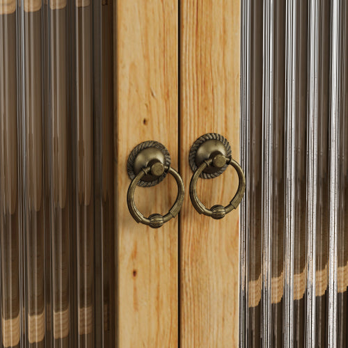 Vintage Double Door Wall Cabinet - Natural Wood Finish