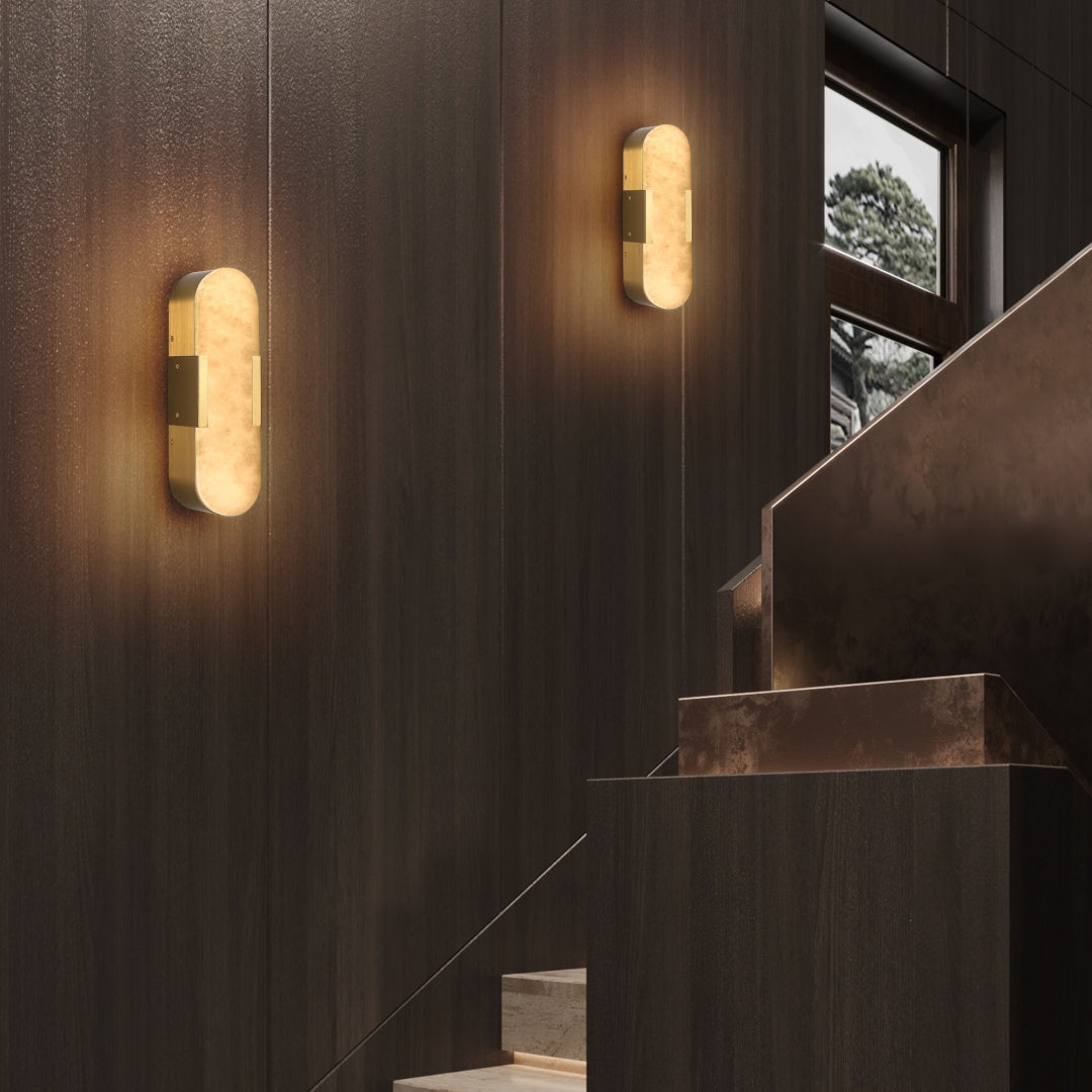 Gold Marble Wall Sconce Set of 2 - Modern Indoor Lighting