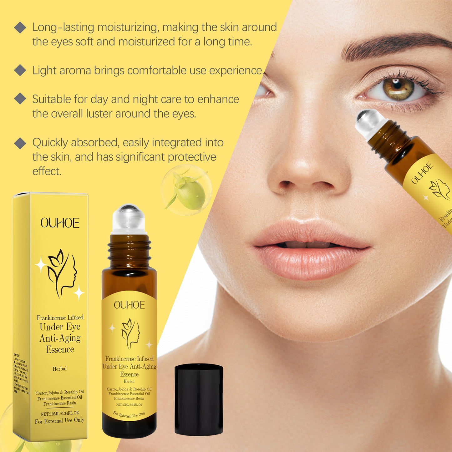 Firming Eye Essence Serum - Anti-Aging Moisturizing Roll-On Treatment 10ml