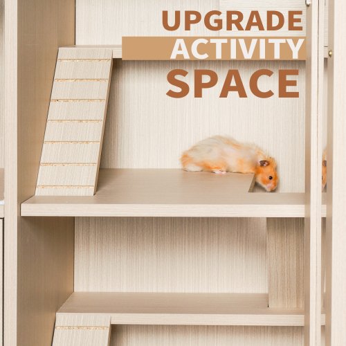 Wooden Guinea Pig Cage with 4 Tiers, Lockers & Acrylic Windows