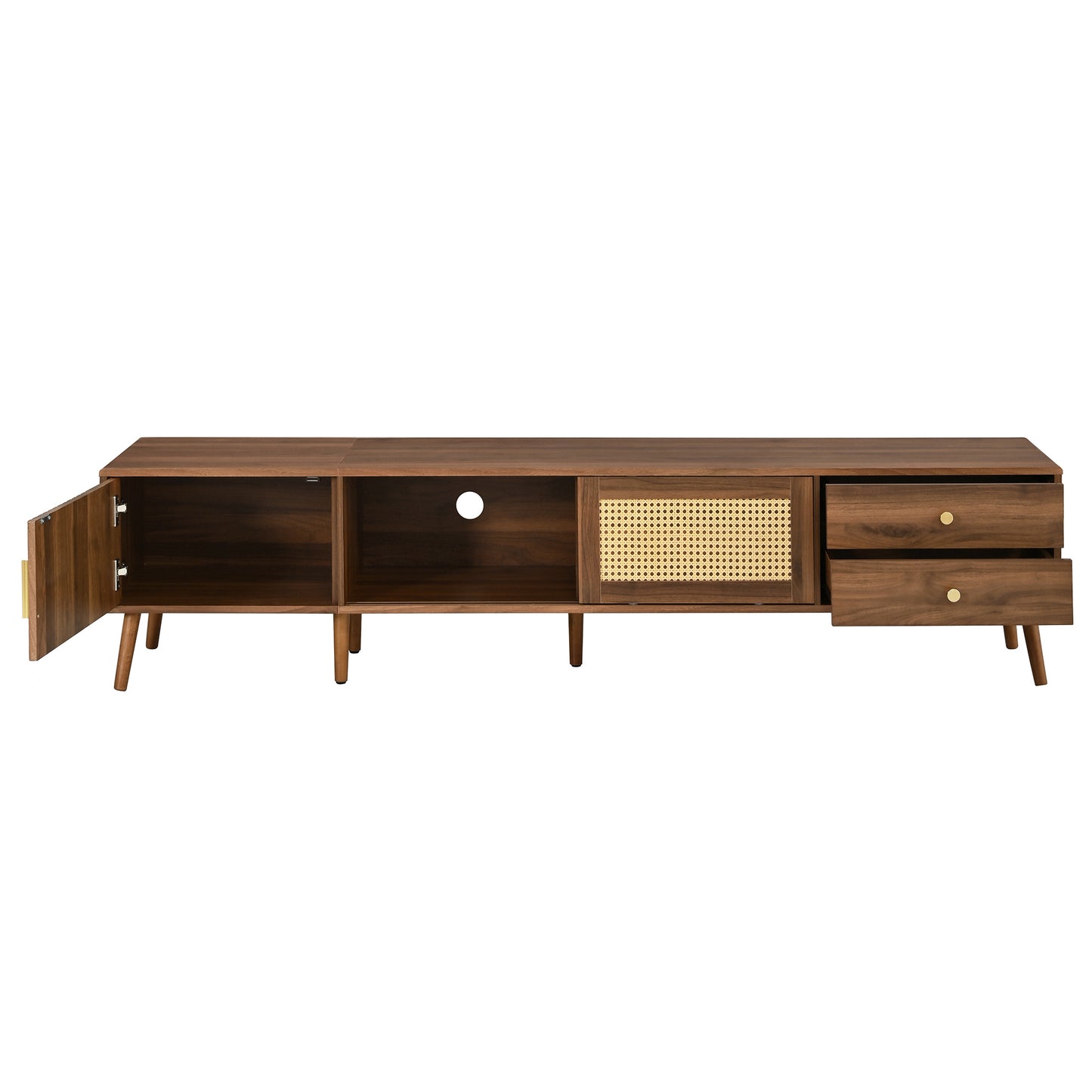 76" Modern Rattan TV Stand for TVs up to 85 Inches - Natural