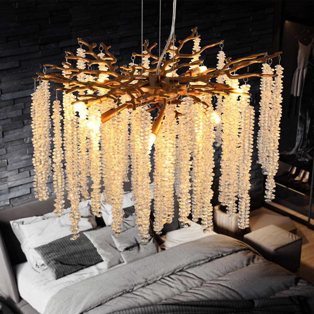 24-Inch Modern Gold Pendant Light with Crystal Strands