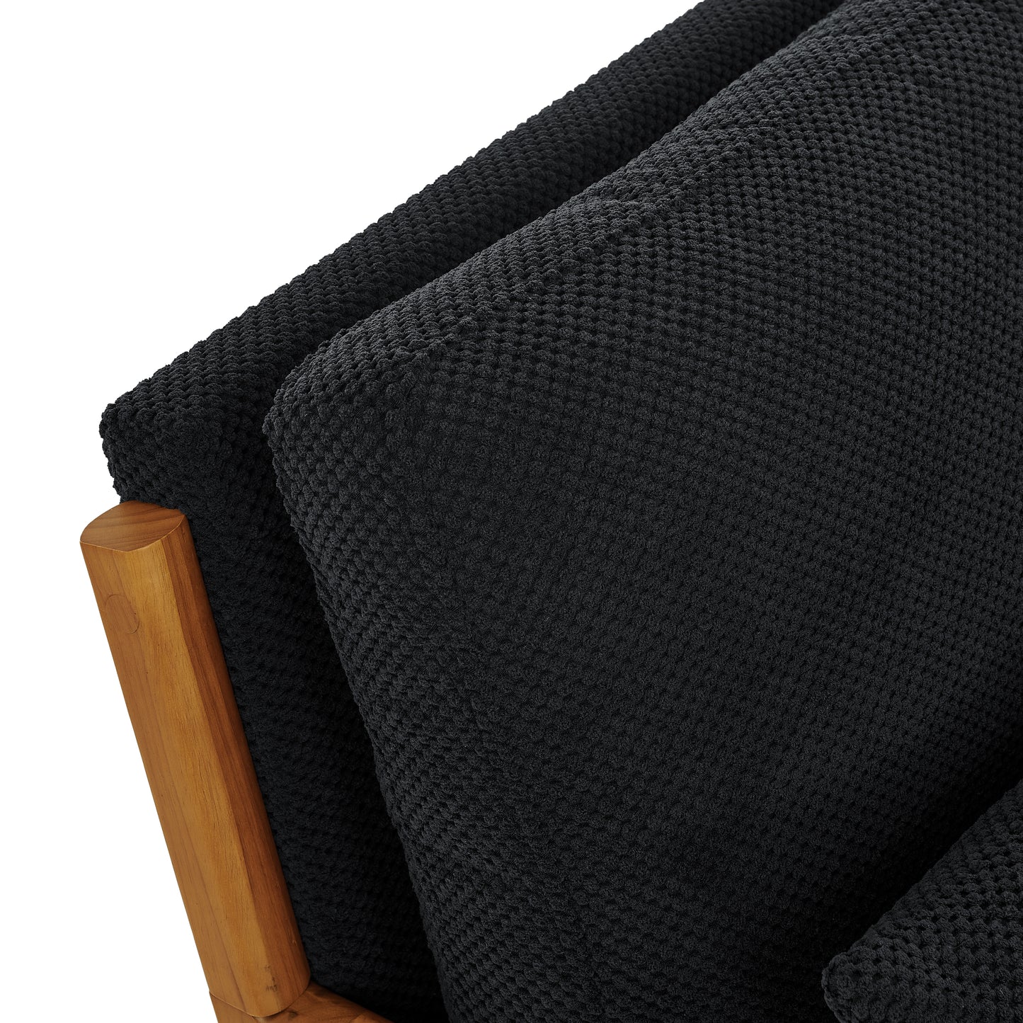 Mid-Century Modern Wooden Lounge Chair - Black Fabric