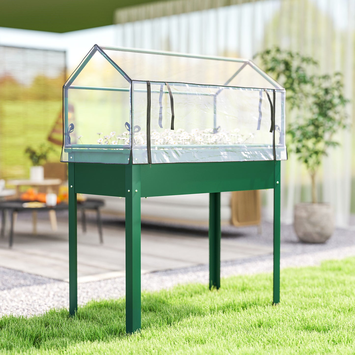 Raised Garden Bed with Greenhouse Cover - Elevated Vegetable Planter 1100x510 mm
