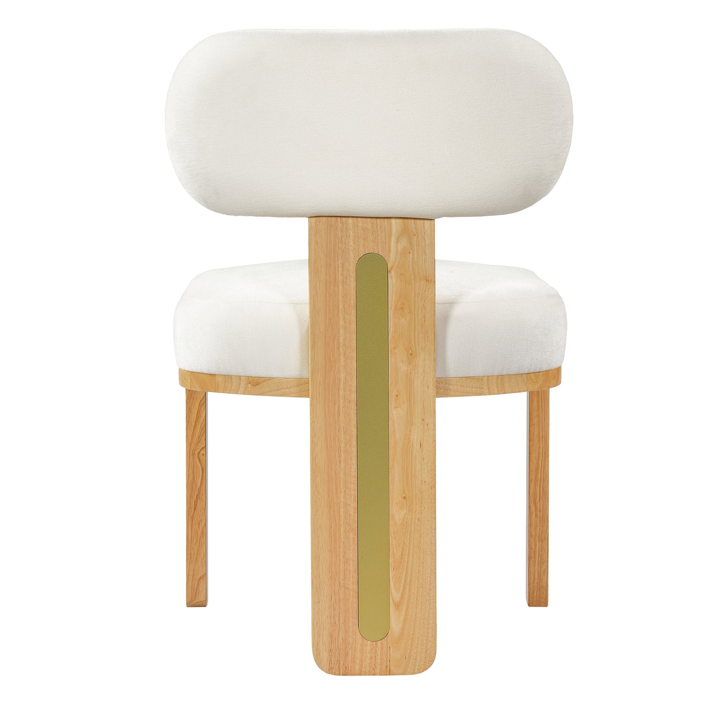 Modern Round Upholstered Dining Chair Set - Beige & Natural