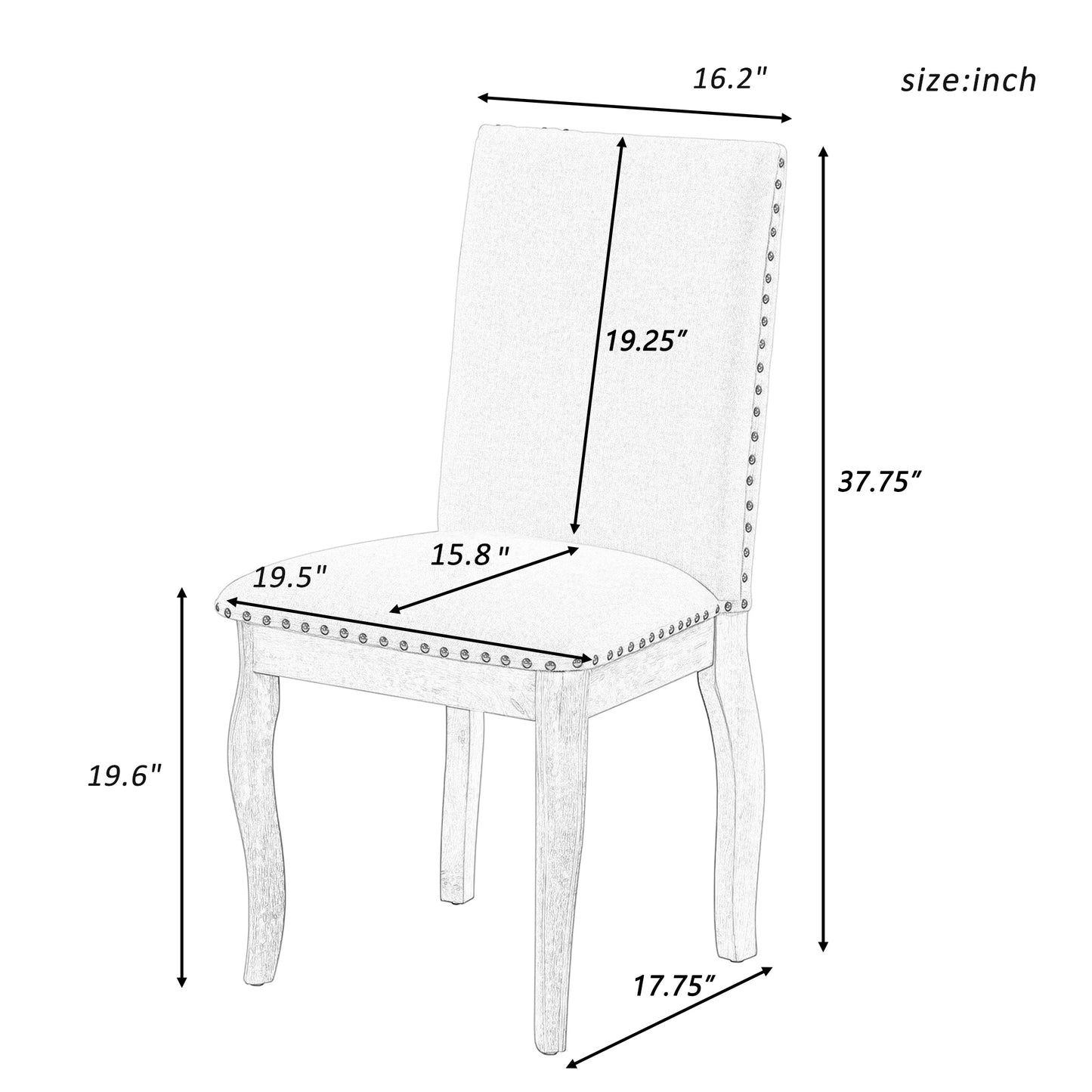 Set of 2 Wood Upholstered Dining Chairs with Nailhead - Espresso