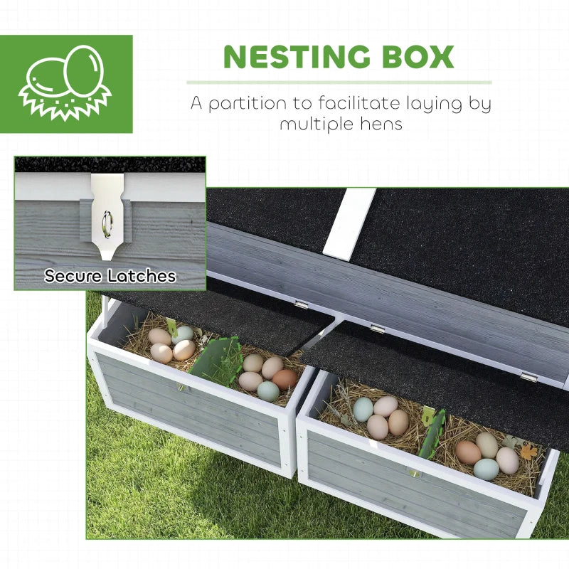 Wooden Chicken Coop with Wheels Handles 2 Nesting Boxes 4 Perches 2 Trays Gray