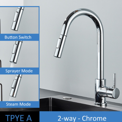 304 Stainless Steel Kitchen Pull-Out Faucet with Multiple Finish Options