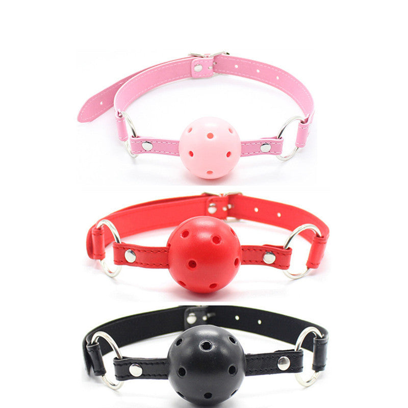Leather Mouth Collar Extension Plug Ball - Adult Wellness and BDSM Accessory
