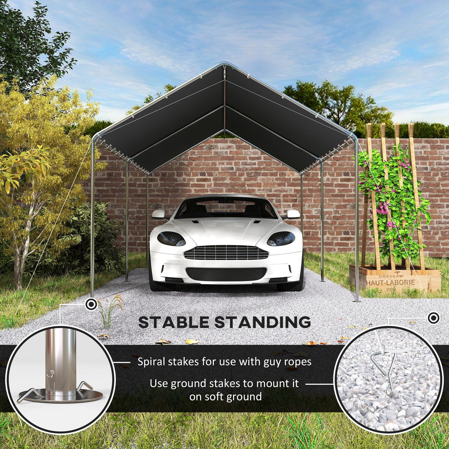 Heavy Duty Carport Canopy 9.6' x 19.5' with Anchor Kit and Cables