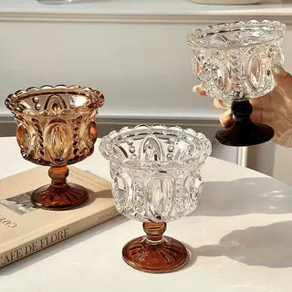 European Style Carved Glass Drinkware - 210ml Home Bar Glasses Set
