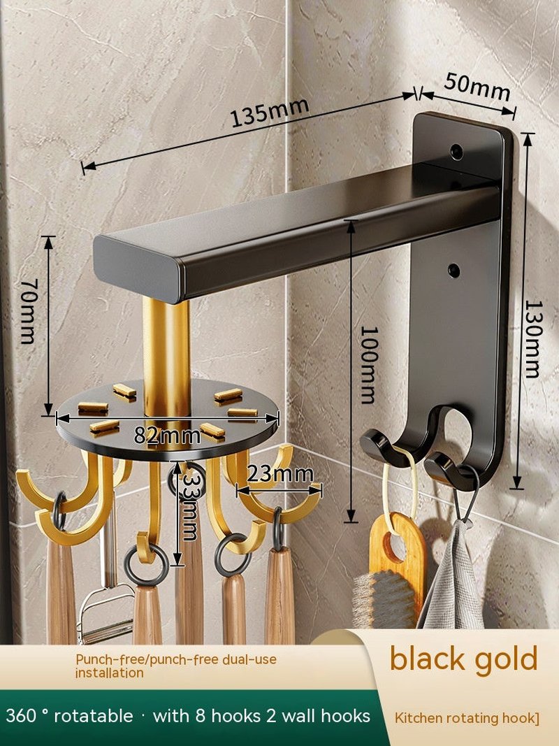 Wall-Mounted Swivel Hook with Multiple Rows Aluminum Frame for Home Storage