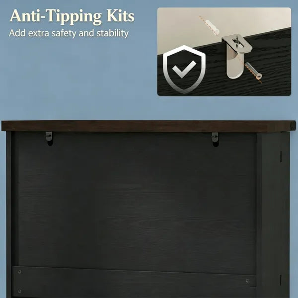 Rustic Barn-Style Storage Cabinet with Adjustable Shelves - 29.9" x 15.7" x 72"