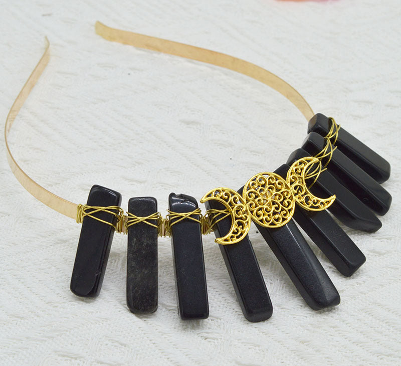 Natural Crystal Moon Headband Unisex Hair Accessory for Beauty & Hair Styling