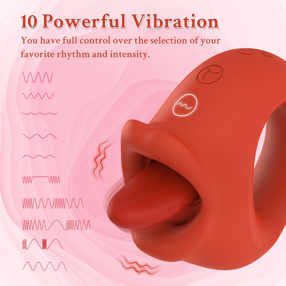 Vibrating Masturbation Device with Red & Pink Silicone - Adult Wellness