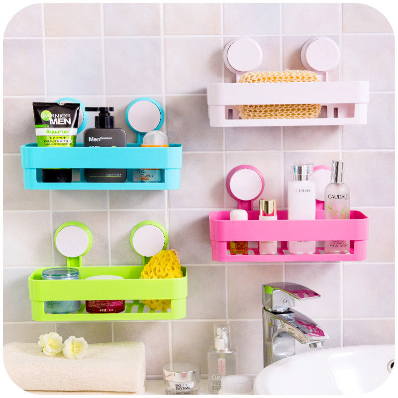 Wall-Mounted Bathroom and Kitchen Storage Rack Punch-Free Space Saver