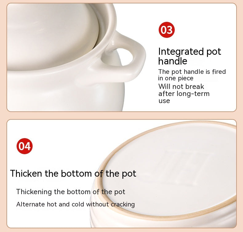 High-Temperature Ceramic Casserole Stew Pot with Cover - Kitchen & Home Storage