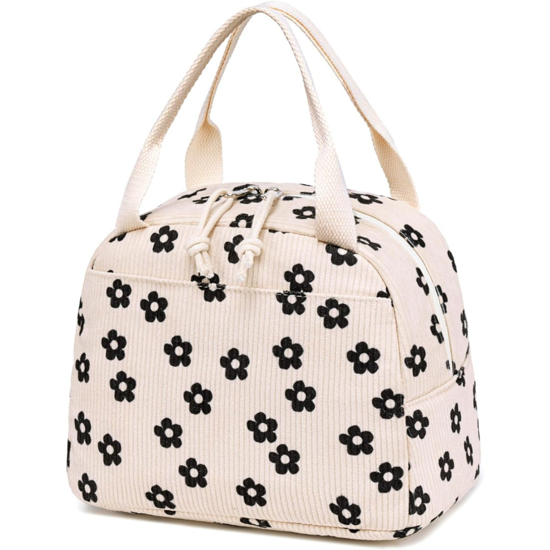 Large Capacity Insulated Lunch Bag - Corduroy Bento Tote with Fresh-Keeping Design