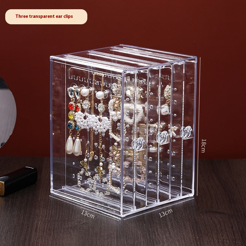 Stud Earrings Acrylic Jewelry Organizer Box with Dustproof Storage Compartments