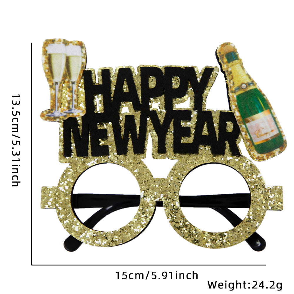 Funny New Year Party Glasses Photo Props - Holiday & Celebration Accessories
