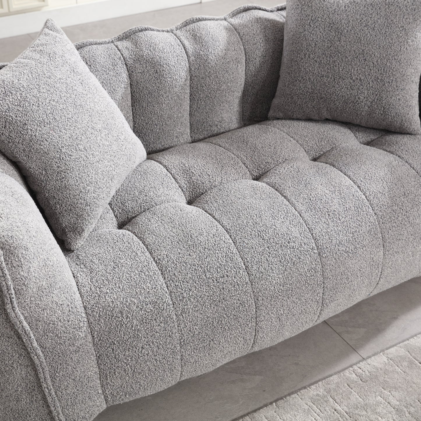 Soft Grey Beanbag Chair for Two - High Resilience Foam