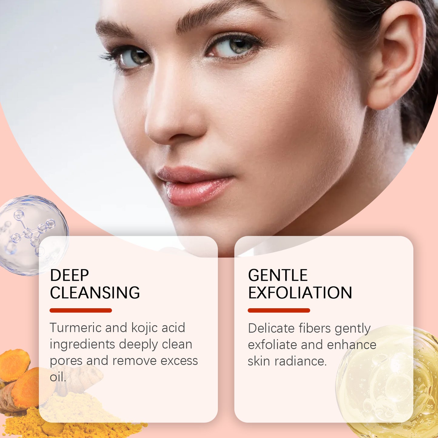 Turmeric Exfoliating Cleanser Pads - Brightening Facial Care - 50 Count