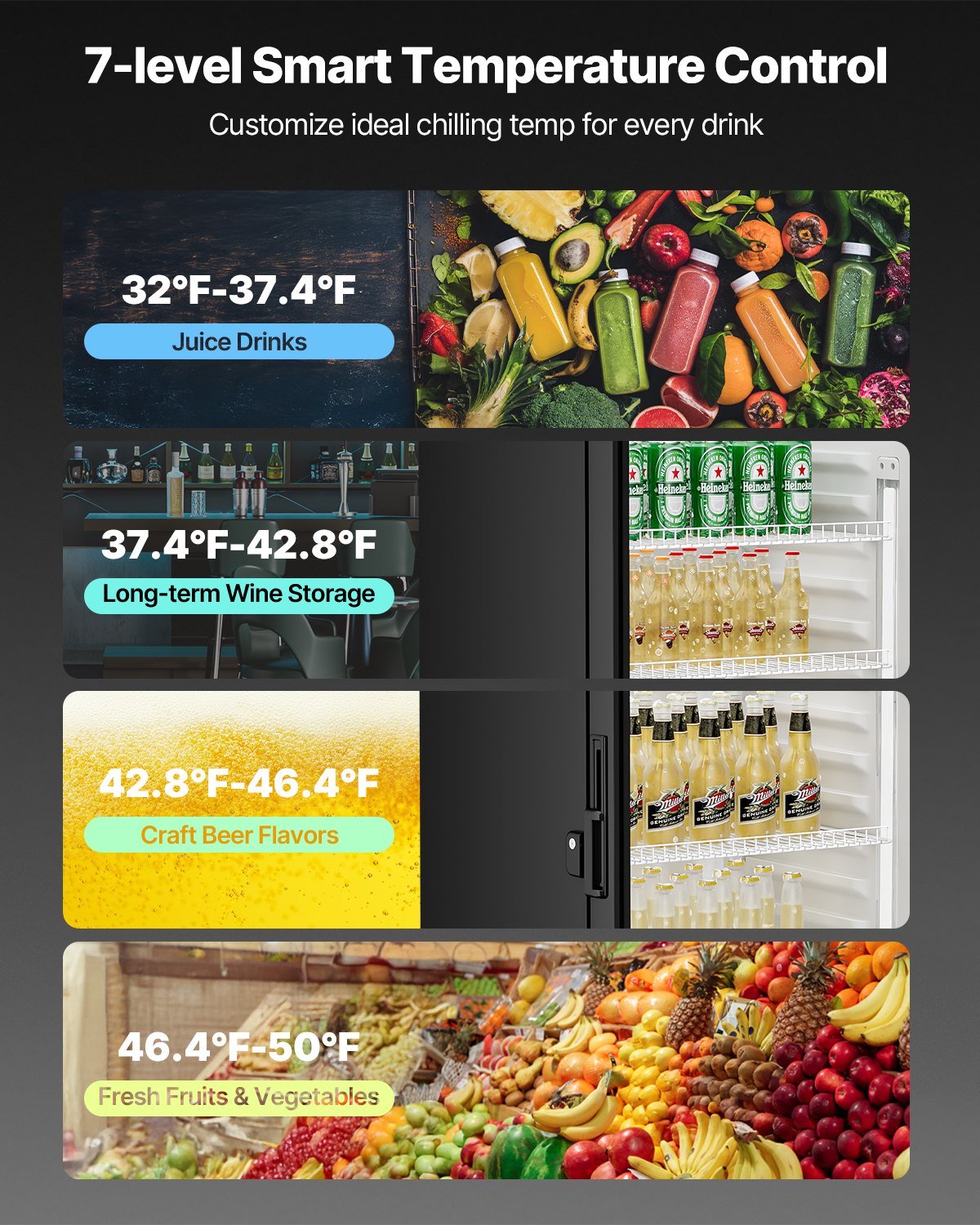 9.7 Cu.Ft Glass Door Beverage Refrigerator - Commercial Merchandiser, Black
