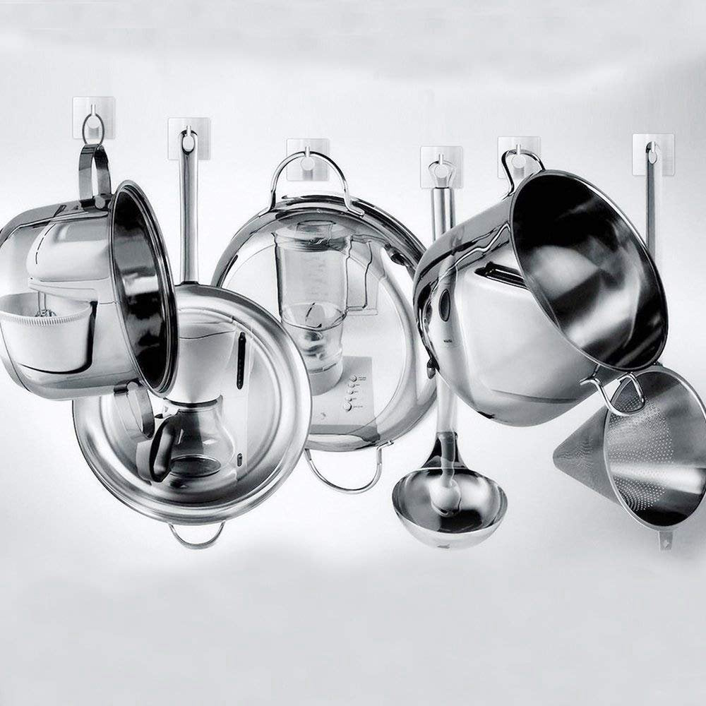 Self-Adhesive Stainless Steel Hook Pack of 5 for Bathroom Towel and Hat Storage