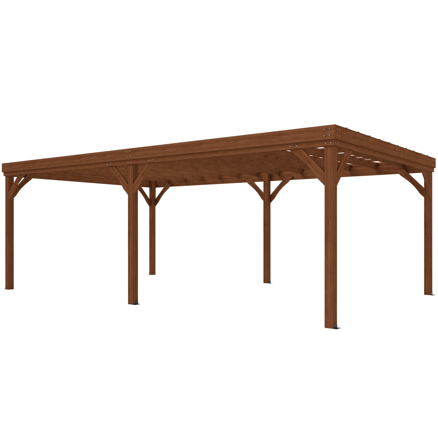 Outdoor Wooden Pergola - 12x20 ft Brown Garden Gazebo