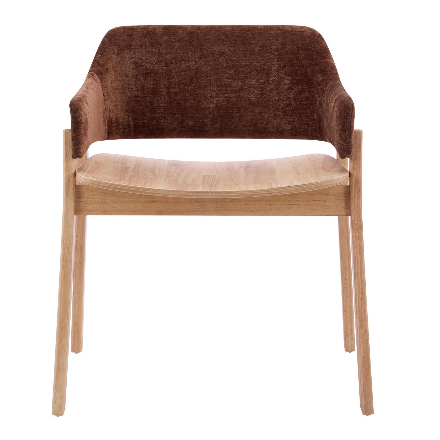 Upholstered Dining Chairs Set of 2 - Brown Fabric & Rubber Wood