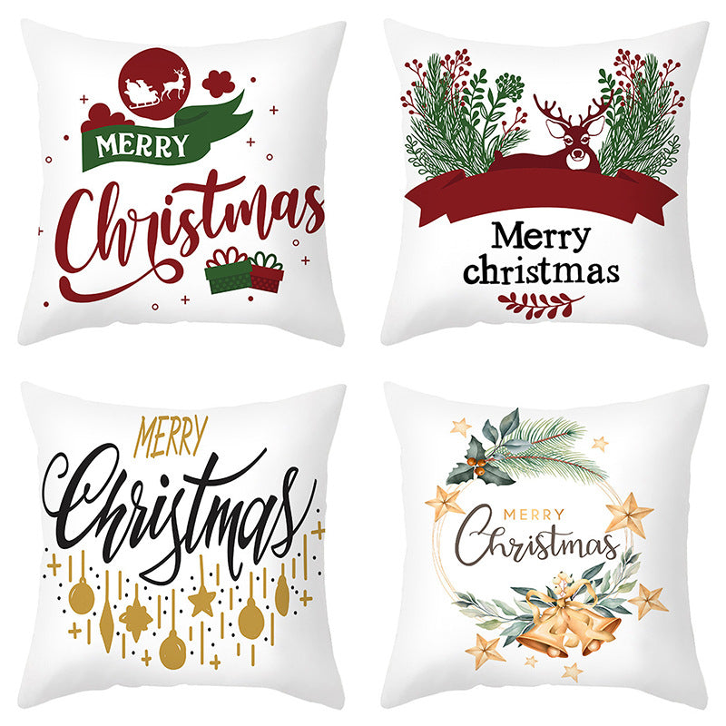 Christmas Pillow Cover Cartoon Letter Print Cushion Cover for Sofa & Office