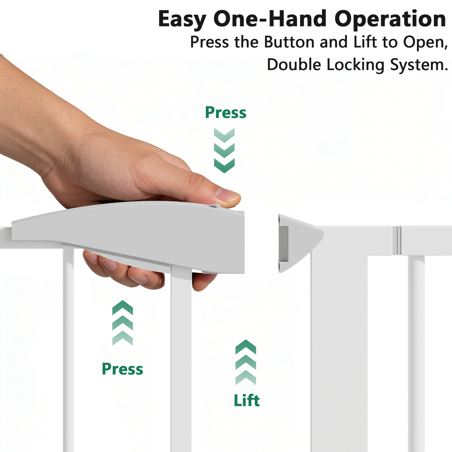 2-Pack Pressure-Mounted Baby Gate for Stairs & Doorways - White