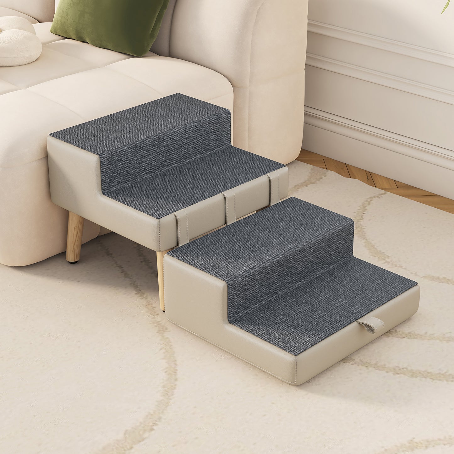 Foldable 4-Step Dog & Pet Stairs Ramp for Sofa Bed - Support Up To 220lbs
