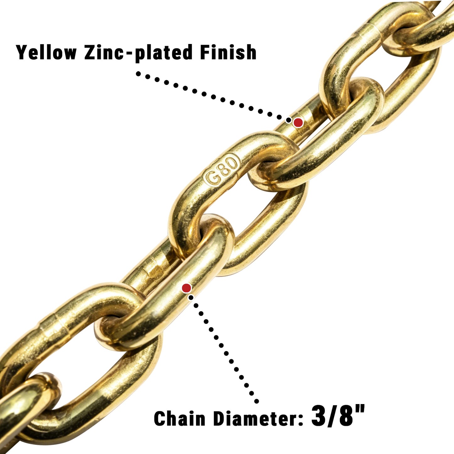 Heavy Duty Tow Chain Bridle with Hooks - 14FT Alloy Steel Recovery Chain - Red or Yellow