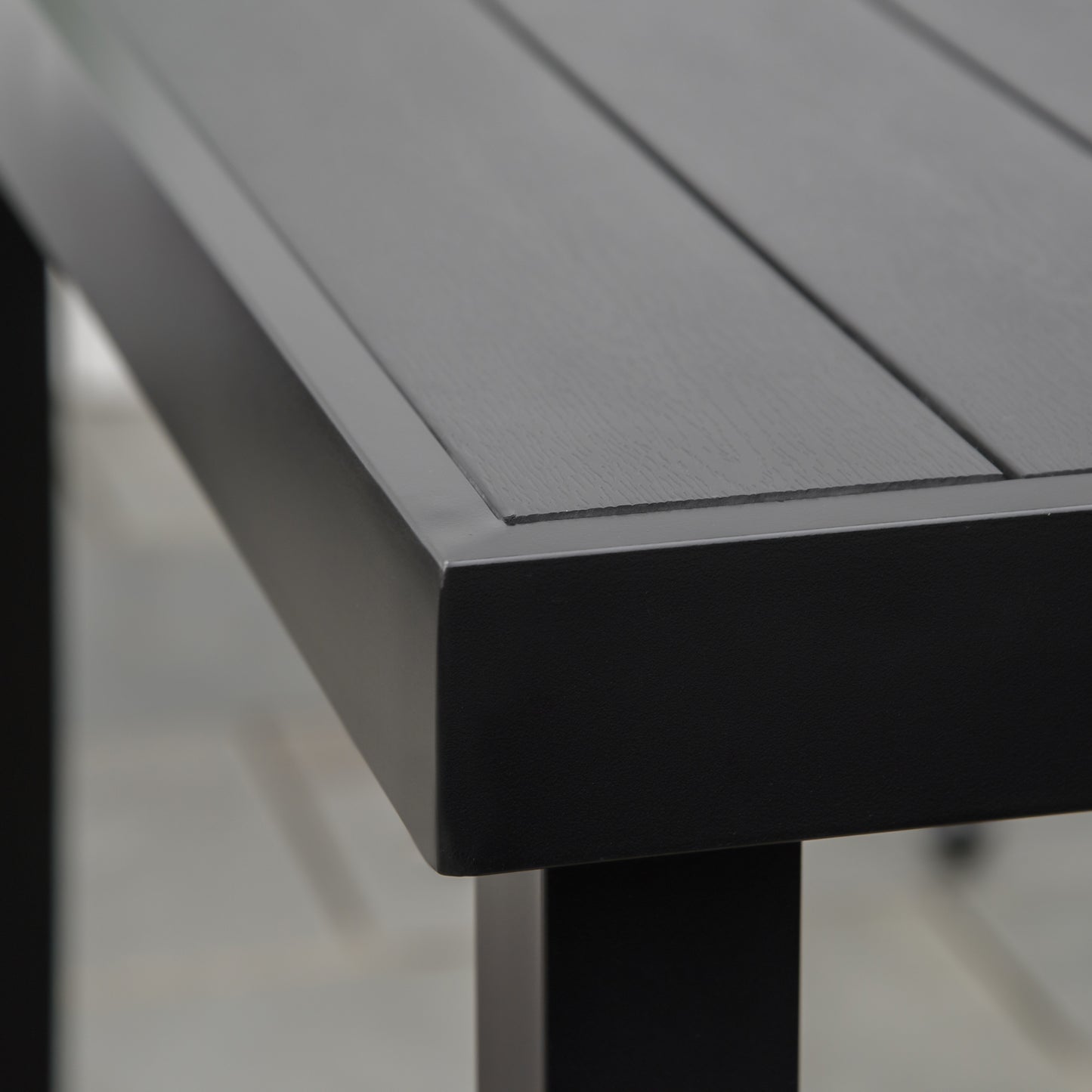 Outdoor Dining Table for 6 - Rectangular Patio Table with Aluminum Frame - Black