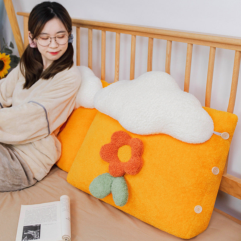 Cute Cloud-Shaped Bedside Pillow for Dorm Rooms - Plush Sleep Cushion