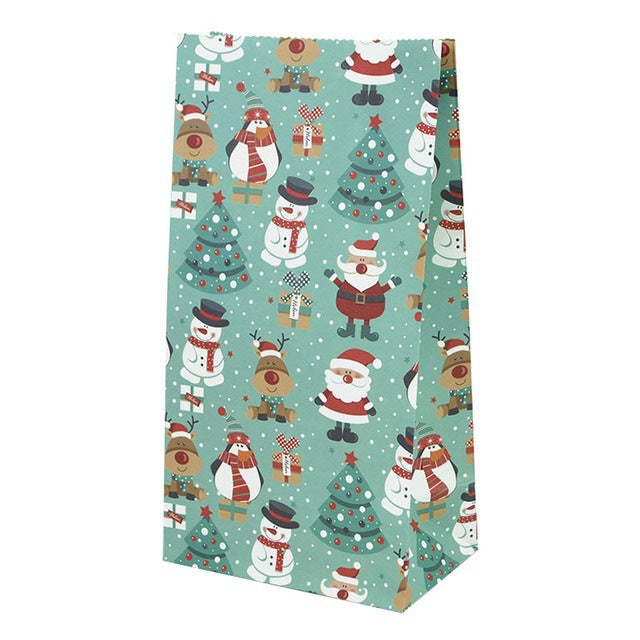 Christmas Printed Kraft Paper Candy & Biscuit Bags - Holiday Party Supplies