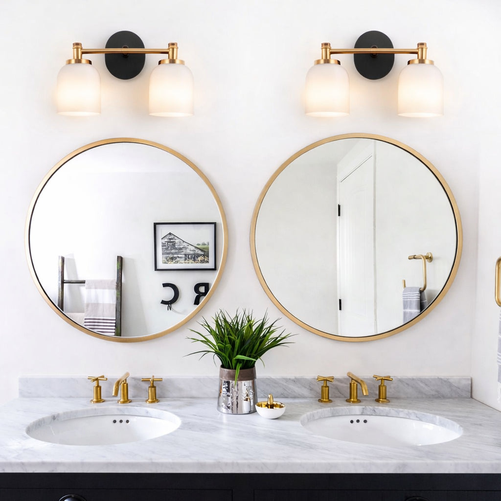 Vortex Traditional Style Two Lights Vanity Over Bathroom Mirror Wall