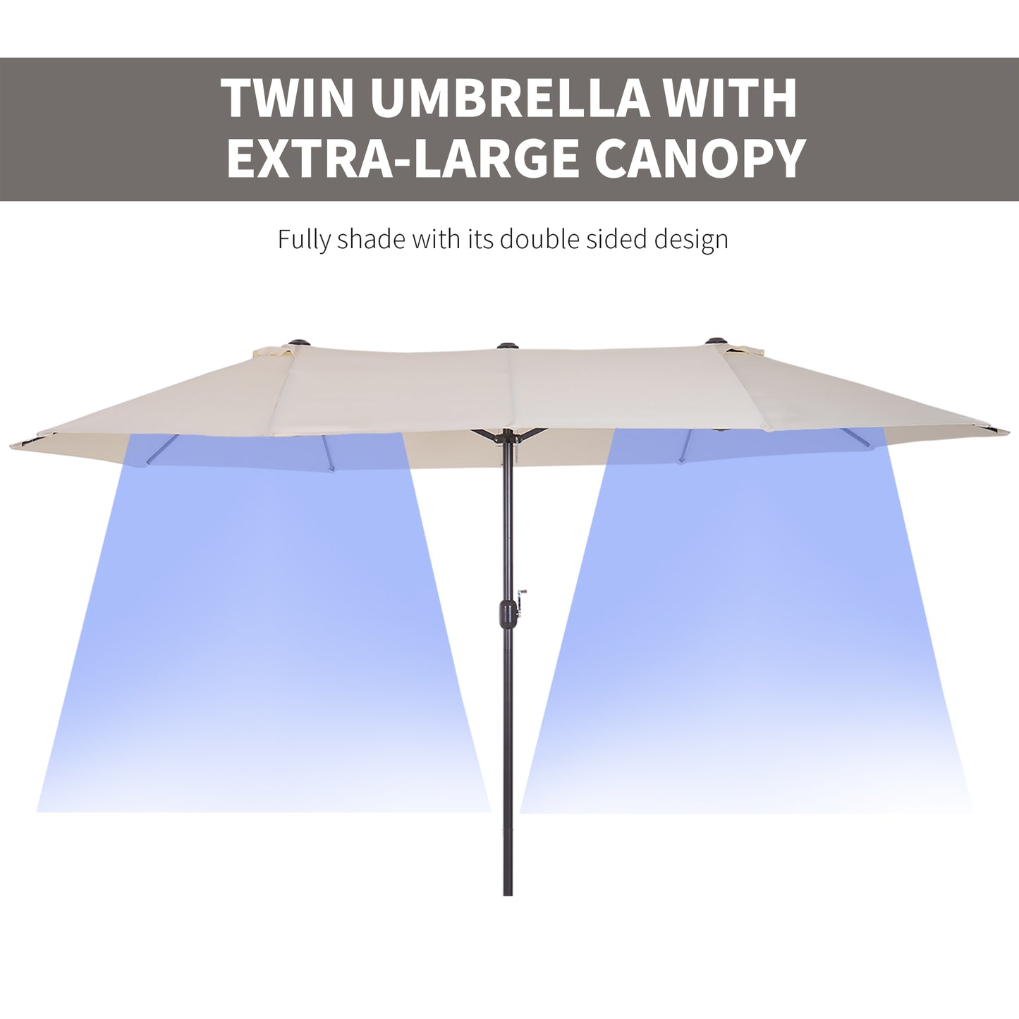 15ft Double Sided Market Umbrella - Cream White with Crank