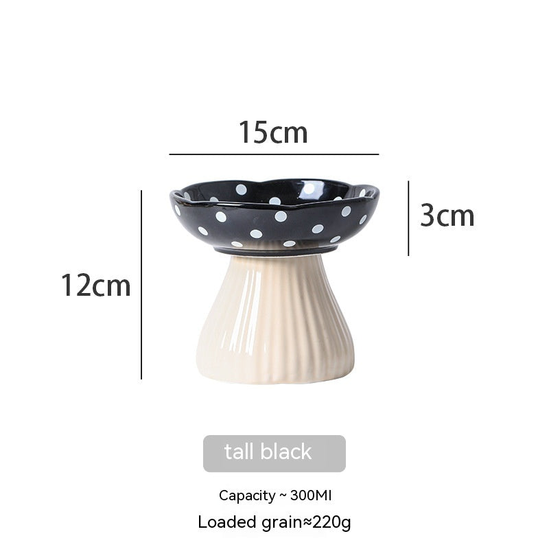 High Foot Ceramic Cat Food Bowls - Anti Roll Pet Tableware for Cats