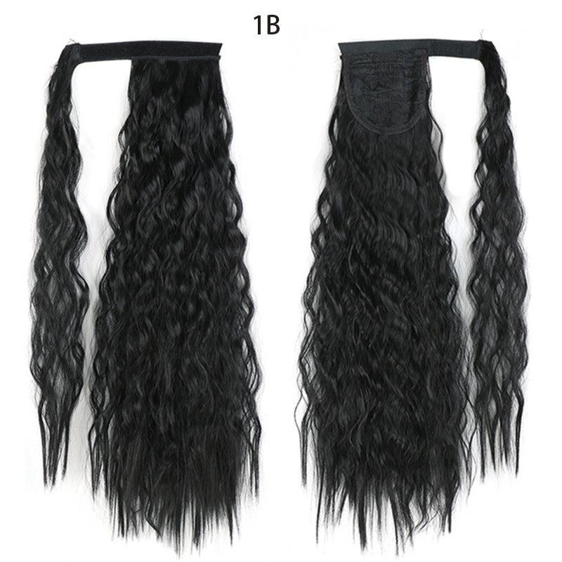 Water Wave Ponytail Wig with Velcro Band High Temperature Synthetic Hair