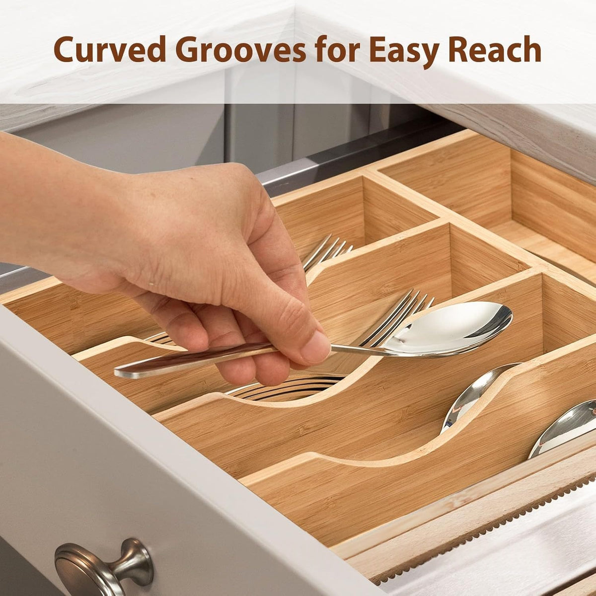 Wooden Minimalist Kitchen Drawer Organizer Box - Bamboo Storage Container