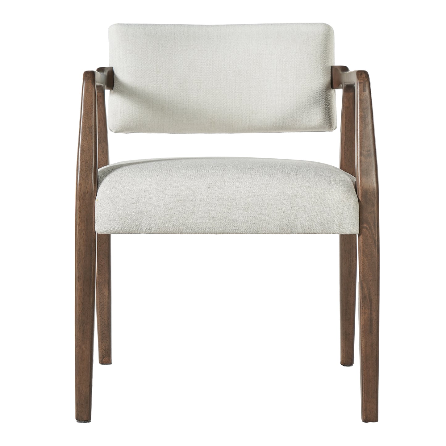 Mid-Century Upholstered Dining Armchair Set - Beige & Brown